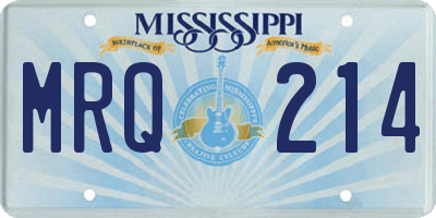 MS license plate MRQ214