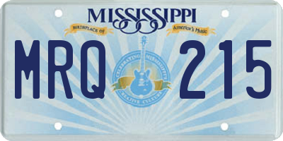 MS license plate MRQ215