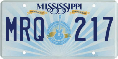 MS license plate MRQ217