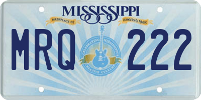 MS license plate MRQ222
