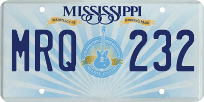 MS license plate MRQ232