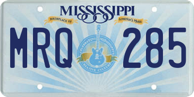MS license plate MRQ285