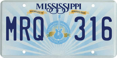 MS license plate MRQ316