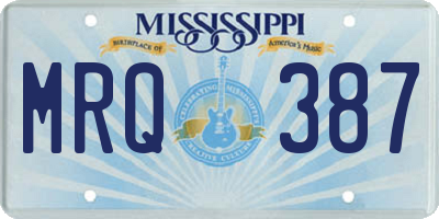 MS license plate MRQ387