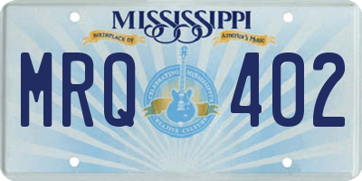 MS license plate MRQ402
