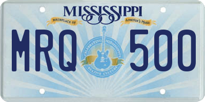 MS license plate MRQ500