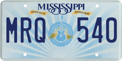 MS license plate MRQ540