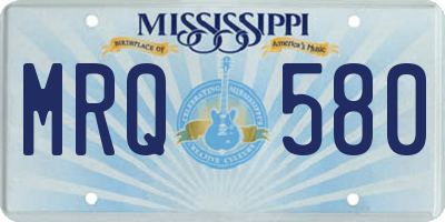 MS license plate MRQ580
