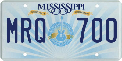 MS license plate MRQ700