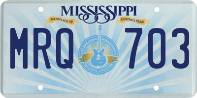 MS license plate MRQ703