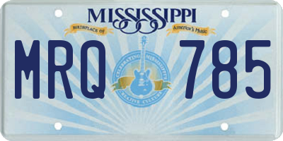 MS license plate MRQ785