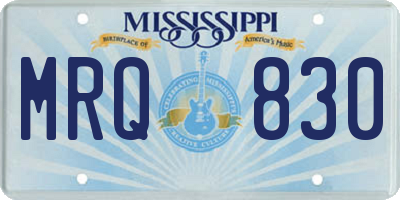 MS license plate MRQ830