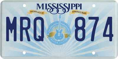 MS license plate MRQ874