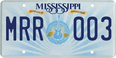 MS license plate MRR003