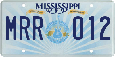 MS license plate MRR012