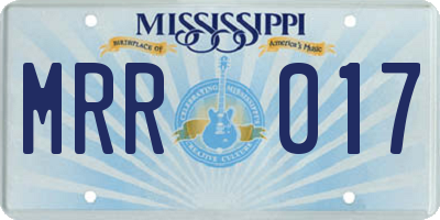 MS license plate MRR017