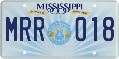 MS license plate MRR018