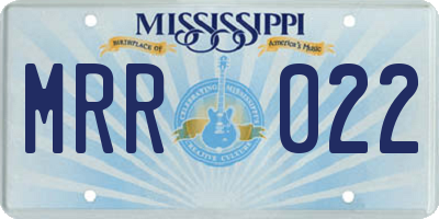 MS license plate MRR022