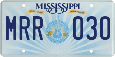 MS license plate MRR030