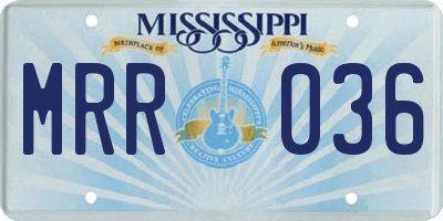 MS license plate MRR036