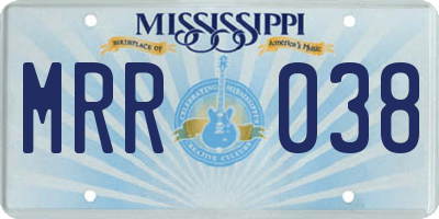 MS license plate MRR038