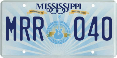 MS license plate MRR040