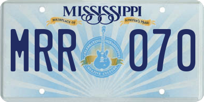MS license plate MRR070