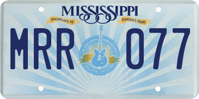 MS license plate MRR077