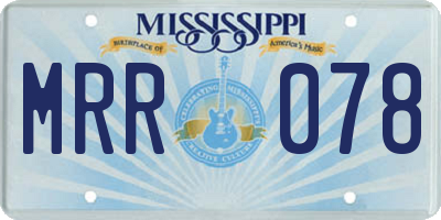 MS license plate MRR078