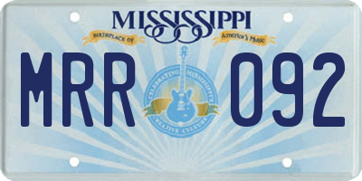 MS license plate MRR092