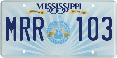 MS license plate MRR103