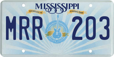 MS license plate MRR203