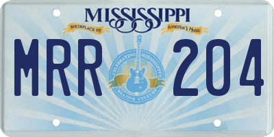 MS license plate MRR204