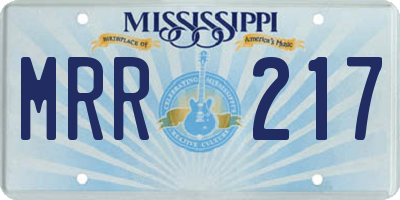 MS license plate MRR217