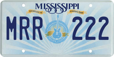 MS license plate MRR222