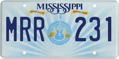 MS license plate MRR231