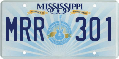 MS license plate MRR301