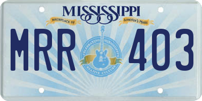 MS license plate MRR403