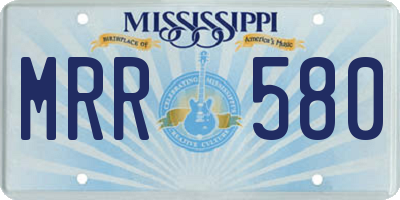 MS license plate MRR580