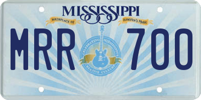 MS license plate MRR700