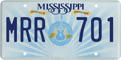 MS license plate MRR701