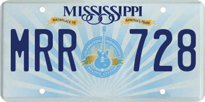 MS license plate MRR728