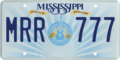 MS license plate MRR777