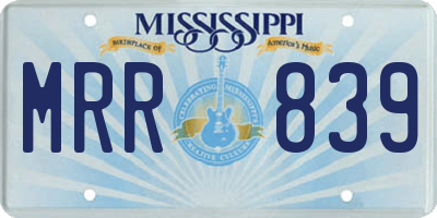 MS license plate MRR839