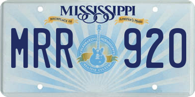 MS license plate MRR920