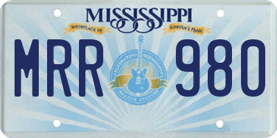 MS license plate MRR980