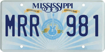 MS license plate MRR981