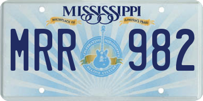 MS license plate MRR982