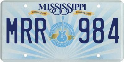 MS license plate MRR984