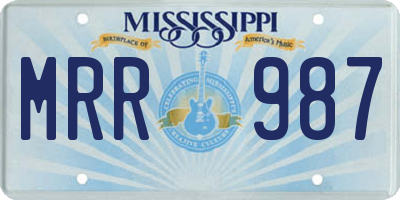 MS license plate MRR987